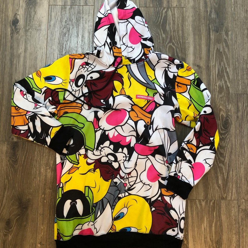 Members Only Looney Tunes Hoodie Oversized Pullover Women’s Size Large